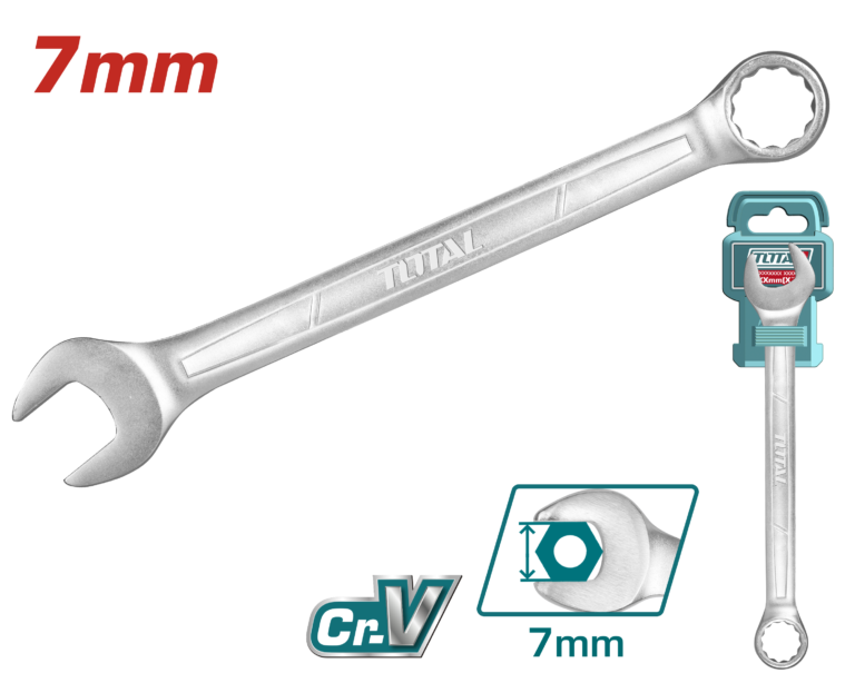 TOTAL Combination Spanner 7mm – Cr-V Chrome Plated Wrench (TCSPA071)
