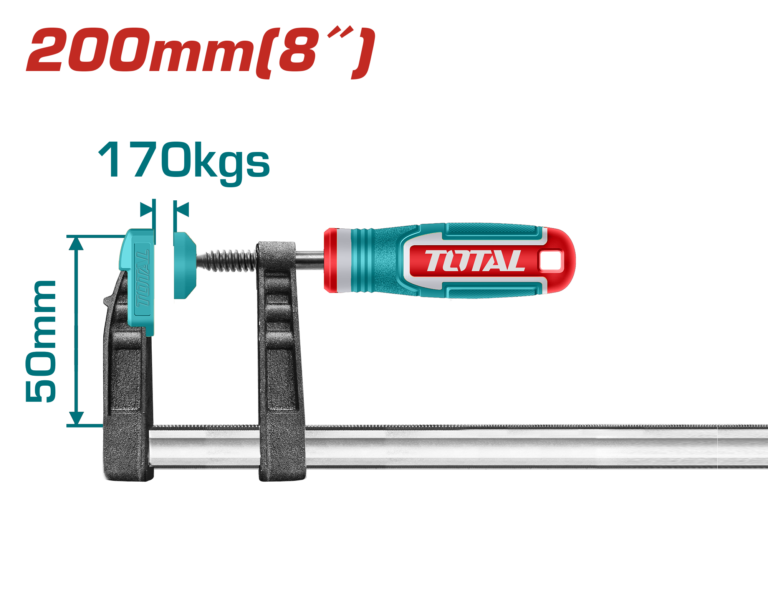 TOTAL F-Clamp 50x200mm – Heavy Duty Bar Clamp with Plastic Handle (THT1320502)