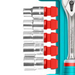 ⁦طقم بوكس 3/8 إنش مع طرطيقة 72 سن و وصلة - 12 قطعة من توتال (THT381121)⁩ - الصورة ⁦5⁩