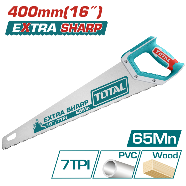 TOTAL Hand Saw 400mm | 16" – 7TPI Extra Sharp Wood Cutting Saw (THT55400)
