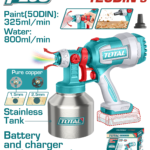 فرد رش دهان شحن 20 فولت – تحكم قابل للتعديل مع خزان ستانلس ستيل بدون بطارية و شاحن من توتال (TSGLI20041)