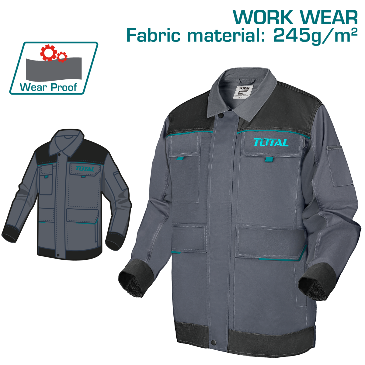 TOTAL Work Jacket – Heavy Duty Workwear with Reflective Details (TSP6011)