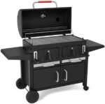 FIREPLUS Large Garden Charcoal BBQ Grill with Cabinet & Side Tables - Image 2