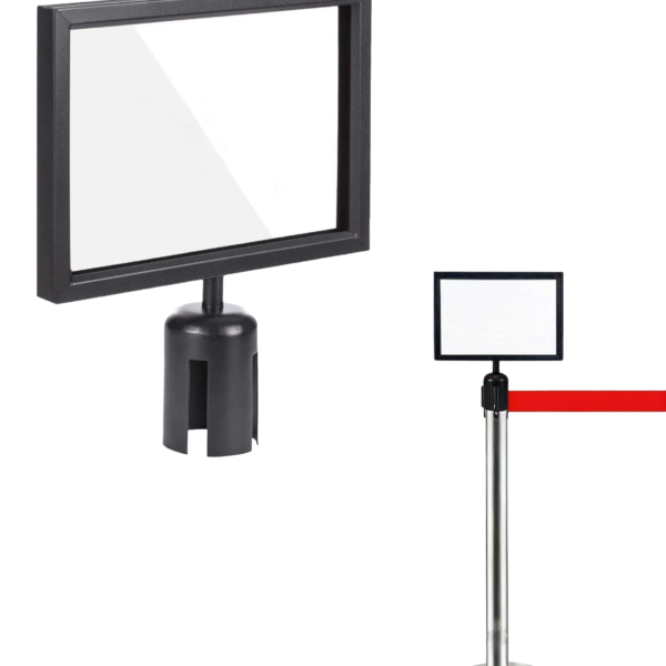 A4 Queue Barrier Sign Holder – Horizontal Stanchion Sign Frame