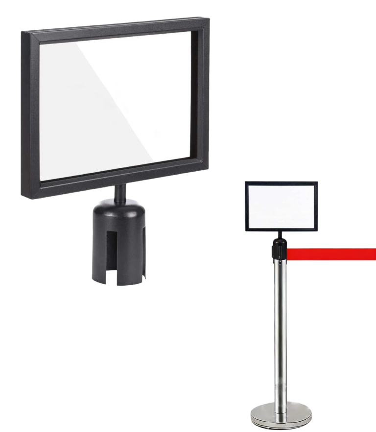 A4 Queue Barrier Sign Holder – Horizontal Stanchion Sign Frame