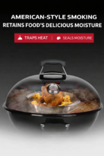 FIREPLUS Charcoal BBQ Grill with Lid Thermometer – 53cm Cooking Area - Image 4