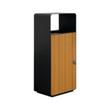 سلة نفايات خارجية بشرائح خشب WPC مع باب قفل - 46 لتر