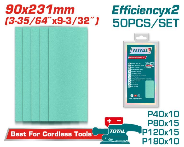 طقم أوراق حف 90×231 ملم – 50 قطعة درجات مختلفة من توتال (TAC0902311)