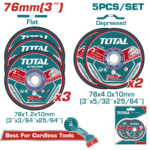 TOTAL 5 Pcs Abrasive Metal Cutting & Grinding Disc Set 76mm | 3" (TAC303768)
