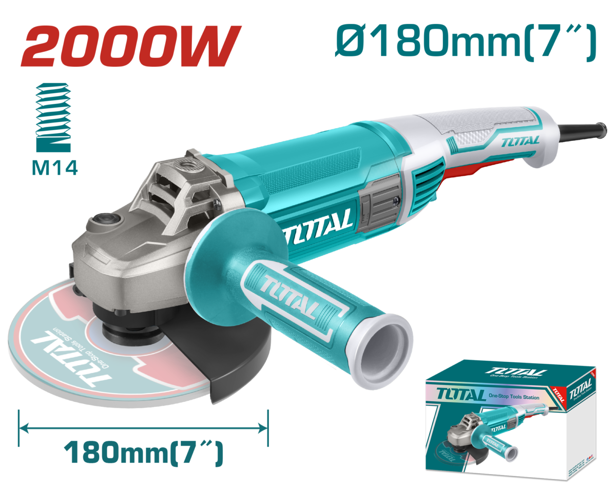 TOTAL Angle Grinder 2000W – 180mm | 7″ Heavy Duty Grinder (TG12018026)