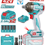 درل بوكس شحن بدون فحمات 42 فولت – درايف 1/2 إنش عزم 460 نيوتن متر من توتال (TIWLI42462)