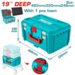 TOTAL 19" Stackable Tool Box Deep – Heavy Duty Plastic Tool Storage (TPBXS103)