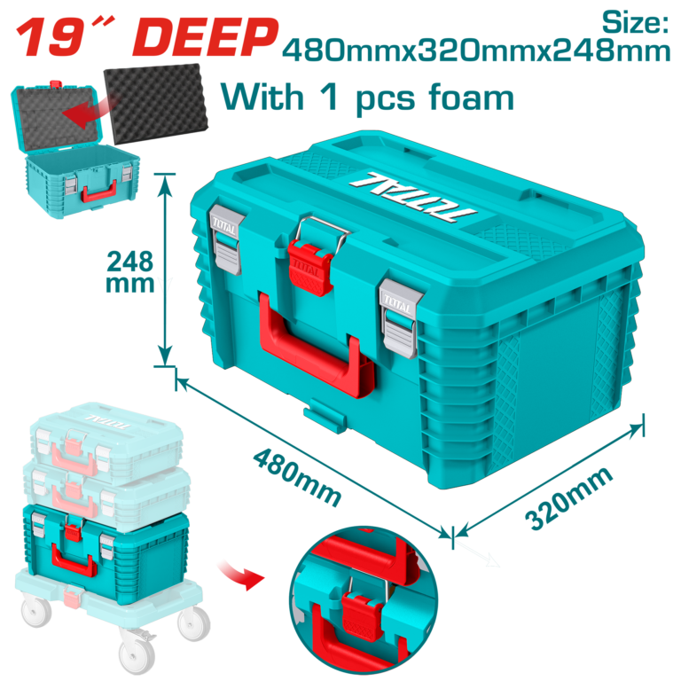 صندوق عدة بلاستيك مع فوم 19 إنش من توتال (TPBXS103)