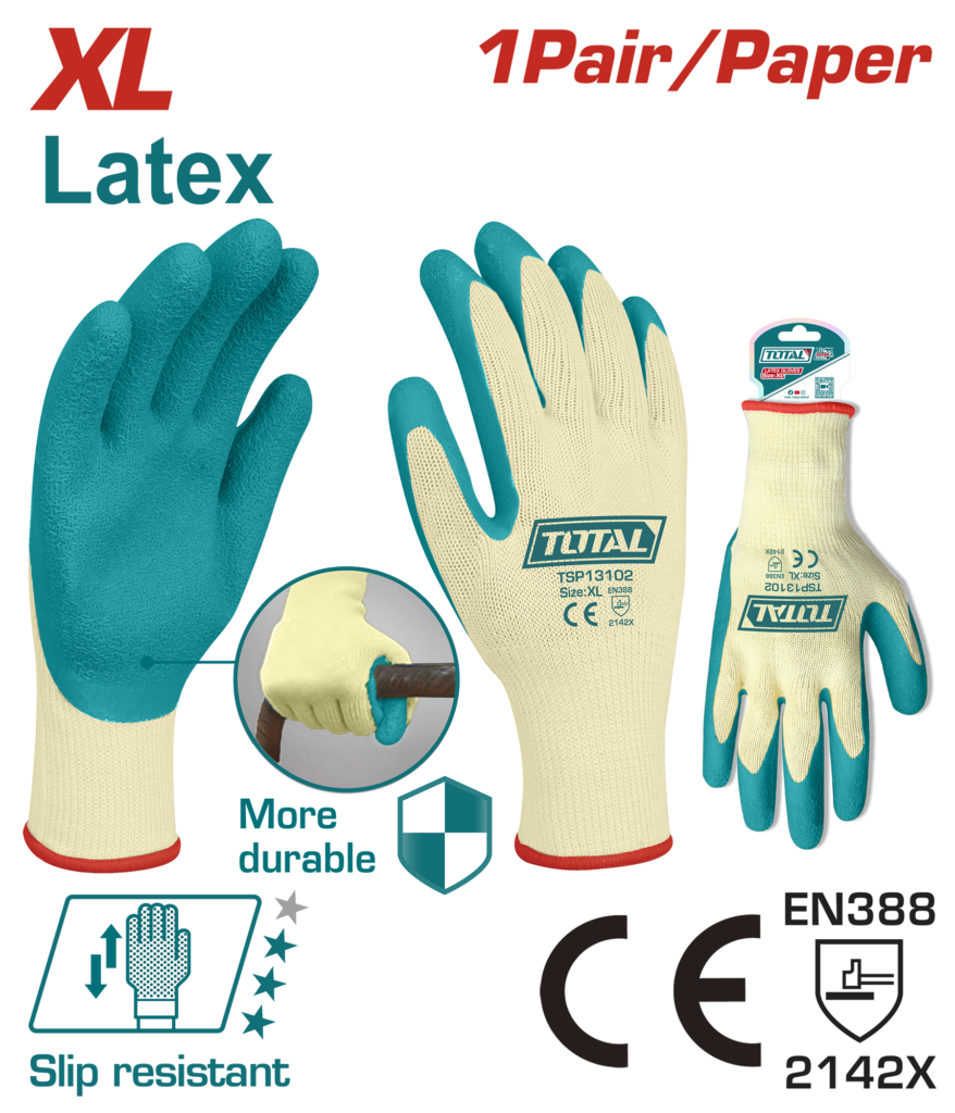 كفوف عمل لاتكس مقاس XL – مانعة للانزلاق من توتال (TSP13102)