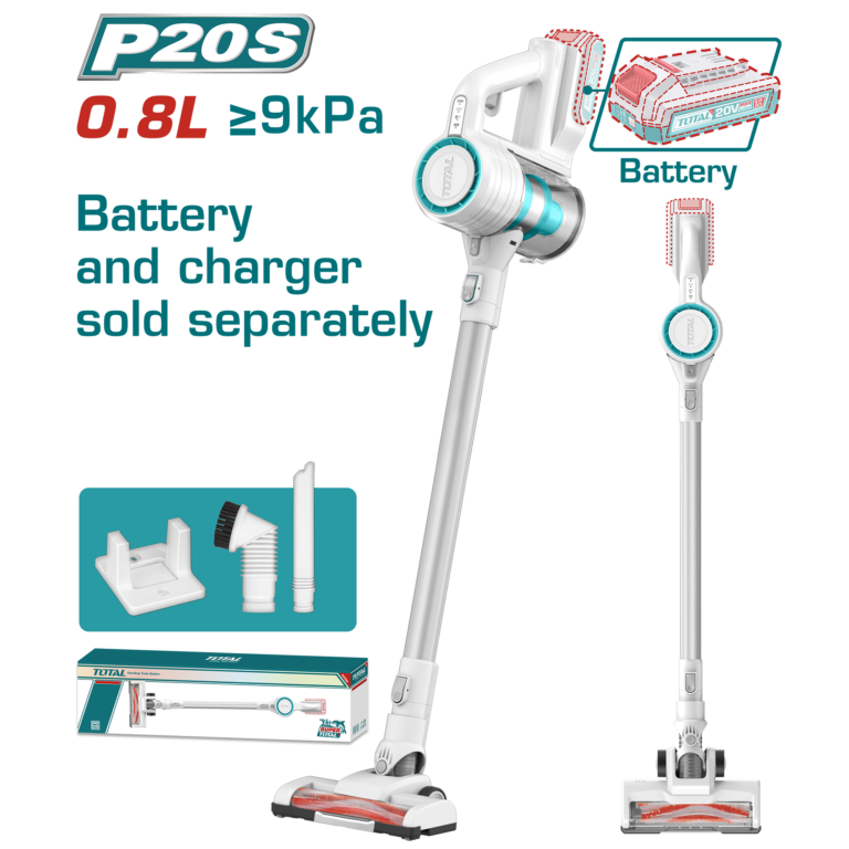 TOTAL Cordless Vacuum Cleaner 20V – 120W Cyclone Vacuum with HEPA Filter - Battery & Charger Sold Separately (TVLI20061)