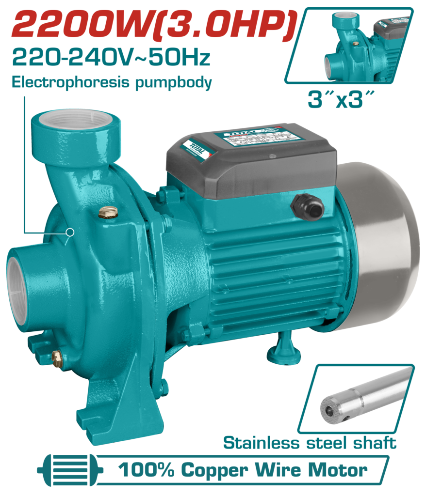 مضخة ماء فراشي عريضة 2200 واط | 3 حصان – 3 إنش من توتال (TWP222002)