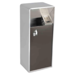 Stainless Steel Trash Bin with Side Ashtray – 304 Stainless Steel Waste Bin