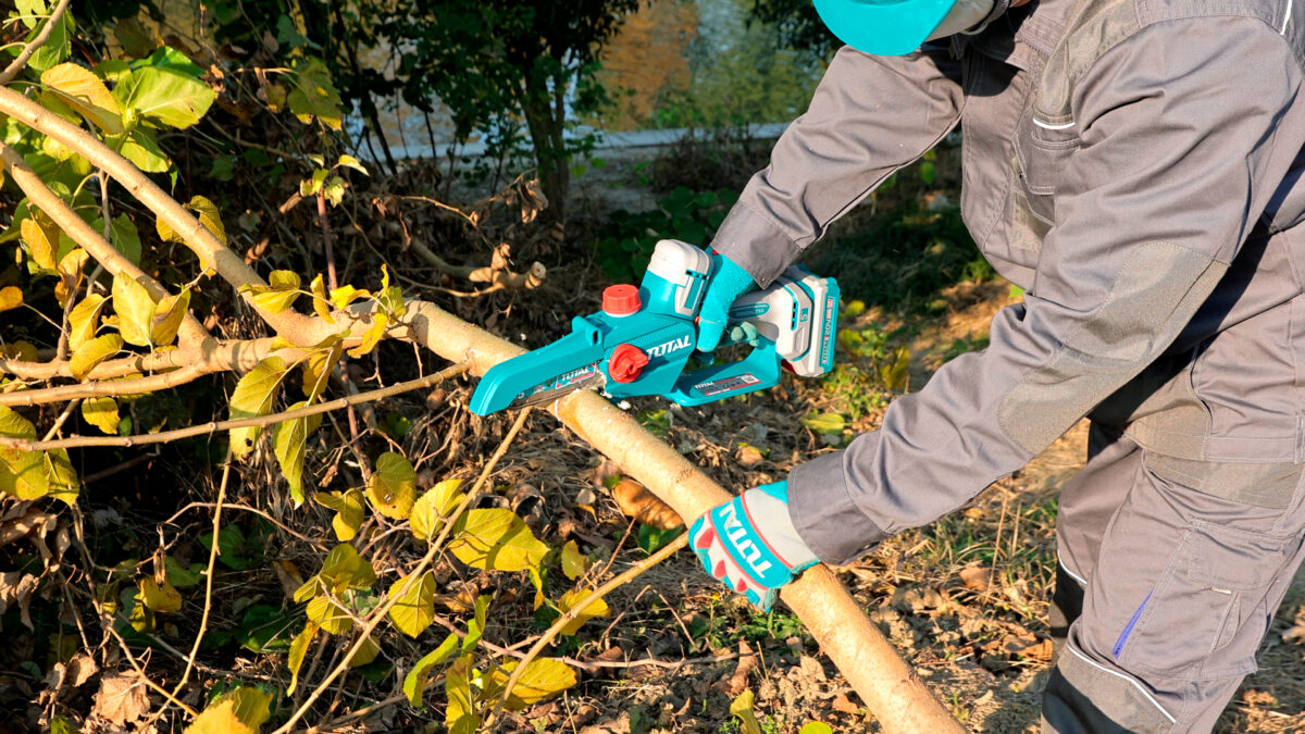 TOTAL 20V Cordless Pruner Saw 5″ Brushless – Compact Chainsaw with 2.0Ah Battery (TGSLI20561) TOTAL 20V Cordless Pruner Saw 5″ Brushless – Compact Chainsaw with 2.0Ah Battery (TGSLI20561)