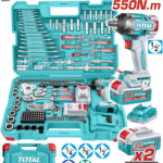 TOTAL 20V Cordless Impact Wrench 1/2" 550Nm – 172 Pcs Complete Tools Set with Batteries (THKTHP41728)
