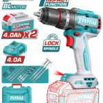 TOTAL 20V Brushless Cordless Impact Drill 13mm – 86Nm with 2×4.0Ah Batteries & Accessories Kit (TIDLI208682)