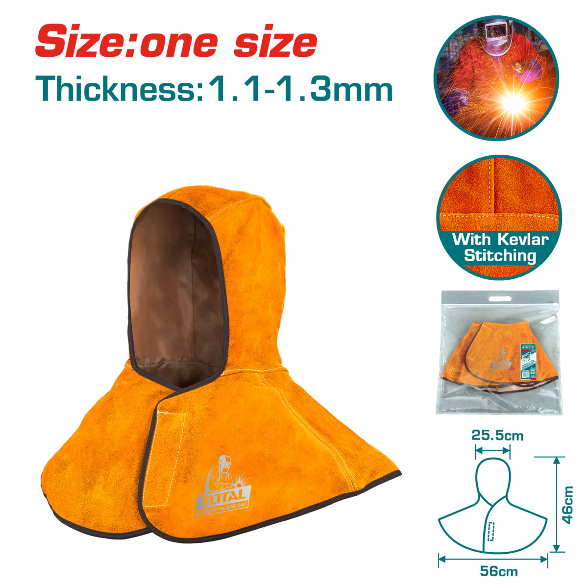 TOTAL Cowhide Welding Cap – Heat Resistant Welding Head Protection (TSP20101)
