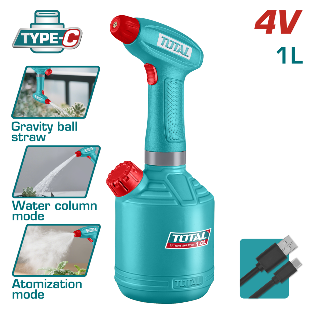 طرمبة رش شحن 1 لتر 4 فولت – استخدام حتى 90 دقيقة من توتال (TSPP3701)