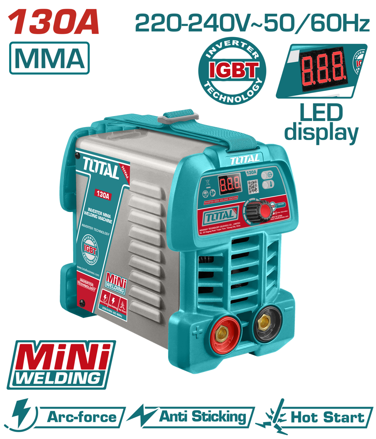 TOTAL Inverter MMA Welding Machine 130A – IGBT Welding Machine with Accessories (TW213049)