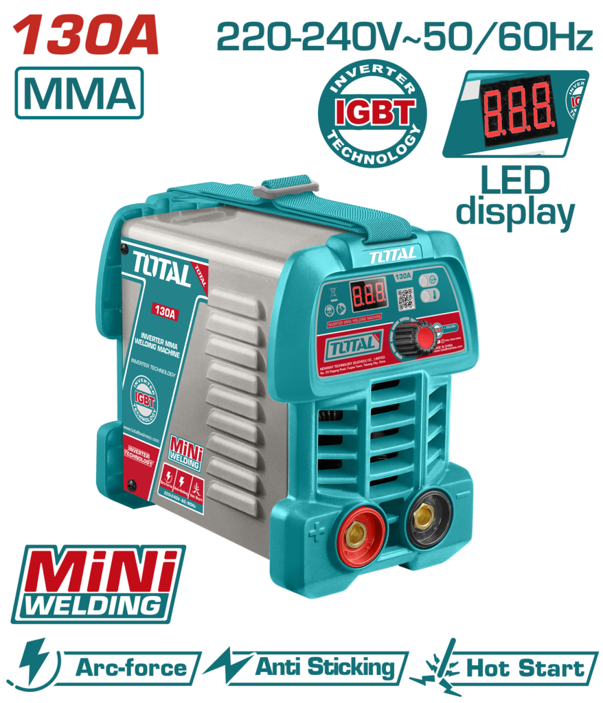 ماكينة لحام انفرتر 130 أمبير MMA – تقنية IGBT مع ملحقات كاملة من توتال (TW213049)