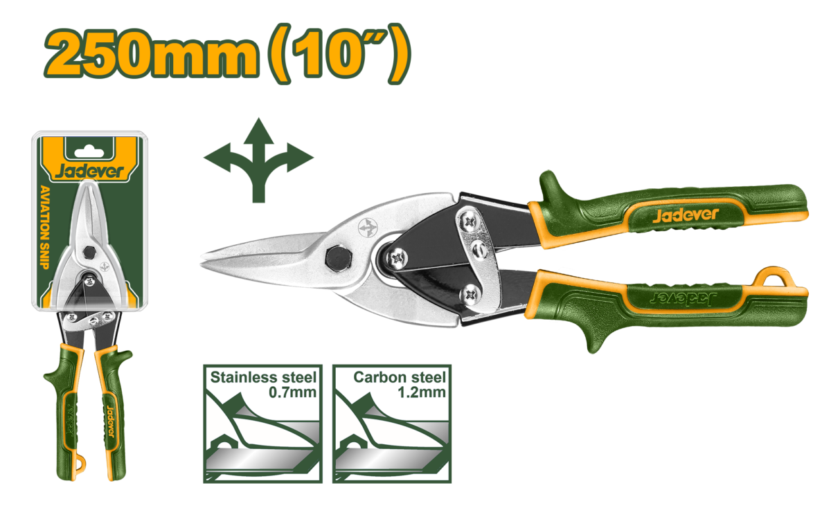 JADEVER Aviation Snip Straight 10″ | 250mm – Heavy Duty Metal Cutting Snips (JDAS2910)