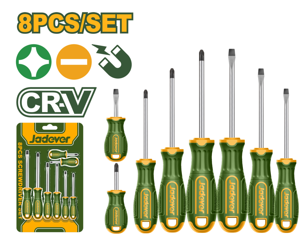 طقم مفكات 8 قطع – CR-V رأس دائري من جادايفر (JDSS1408)