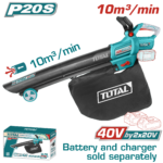 TOTAL 40V Cordless Aspirator Blower – 190km/h Air Speed with Vacuum Function (TABLI2003)