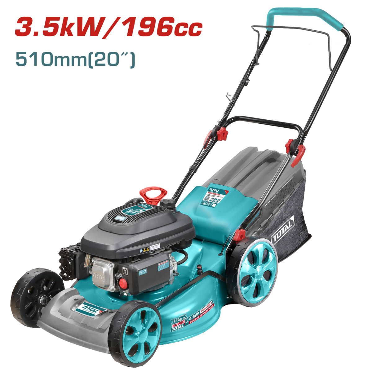 TOTAL Gasoline Lawn Mower 20″ 196cc – 4-in-1 Cutting System with Zongshen Engine (TGT196201)