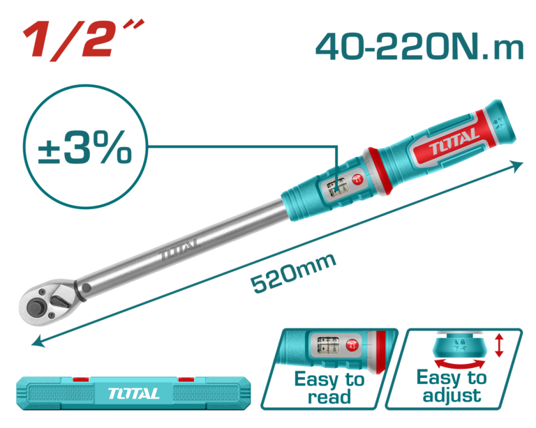 طرطيقة شد 1/2 إنش – 40-220 نيوتن متر من توتال (THPTW1220N6)