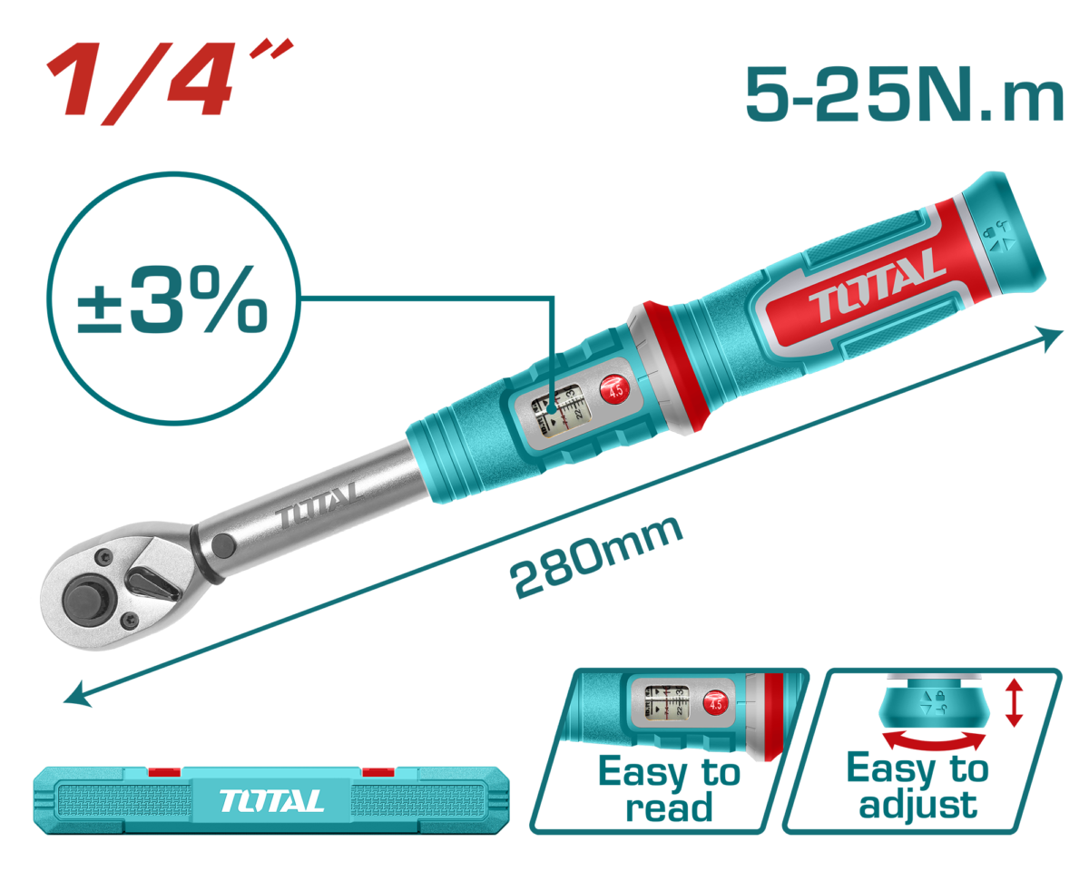 طرطيقة شد 1/4 إنش – 5-25 نيوتن متر من توتال (THPTW1425N8)