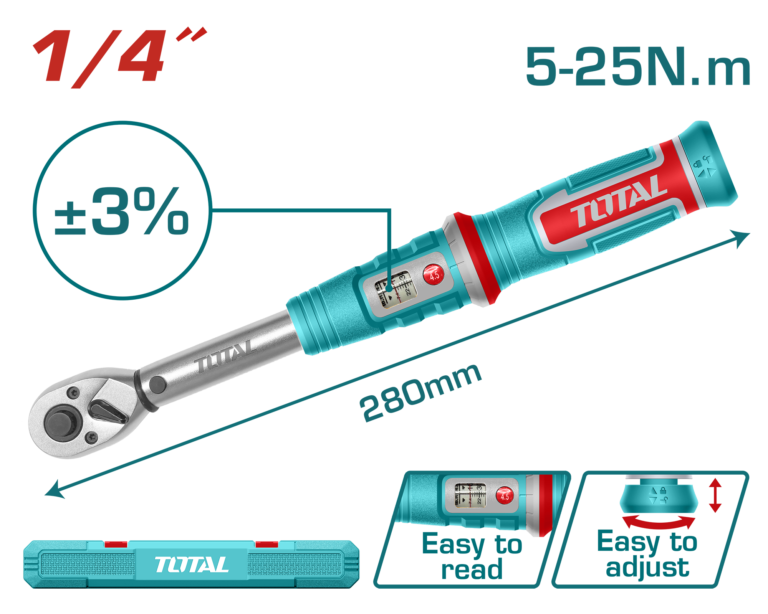 طرطيقة شد 1/4 إنش – 5-25 نيوتن متر من توتال (THPTW1425N8)