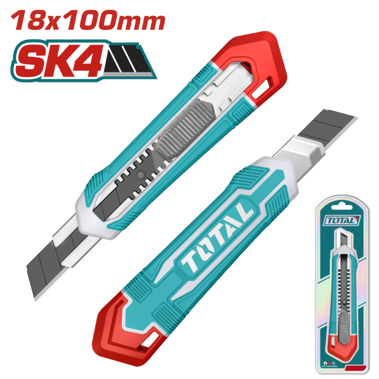TOTAL Snap-Off Blade Knife 18mm – Utility Cutter with SK4 Blade (THT511815)