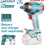 TOTAL 20V Cordless Impact Wrench 1/2" Brushless – 550Nm with Sockets (TIWLI20551)