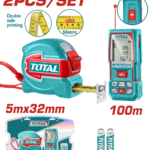 TOTAL Laser Distance Detector Combo Kit – 100m Laser Meter with 5m Magnetic Measuring Tape (TOS250902M)