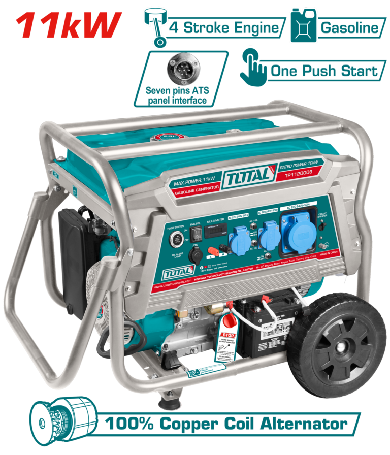 TOTAL Gasoline Generator 11kW – 10kW Rated Output with ATS Interface & Electric Start (TP1120006)