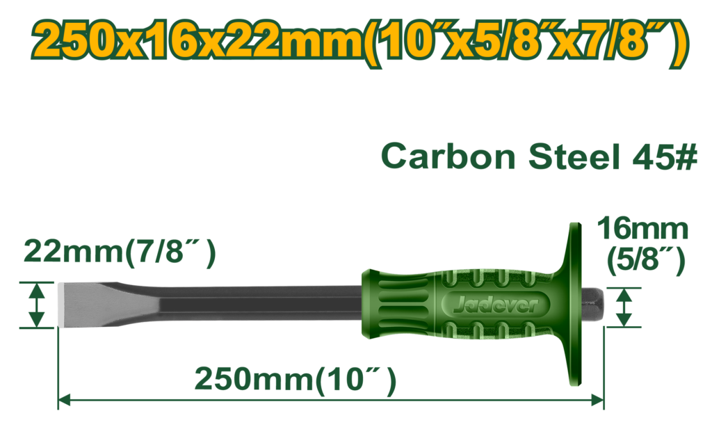 JADEVER Cold Chisel 22×16×250mm – Heat Treated Carbon Steel Chisel (JDCC1301)