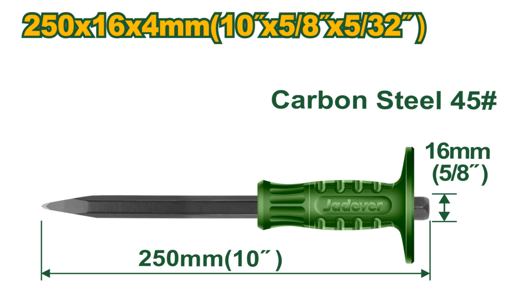JADEVER Concrete Chisel 4×16×250mm – Heat Treated Masonry Chisel (JDCC1303)