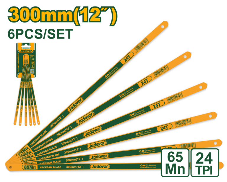 JADEVER Hacksaw Blades Set 300mm | 12" – 24T – 6 Pcs Metal Cutting Blades (JDHB2124)