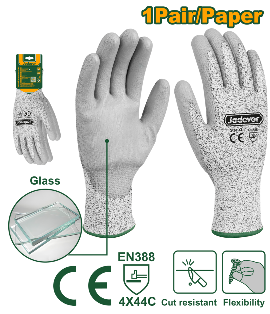 JADEVER Cut-Resistant Gloves XL – PU Coated Safety Work Gloves (JDPG1805)