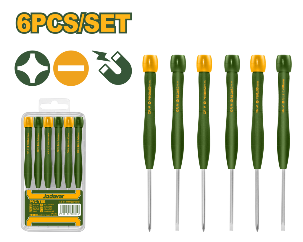 JADEVER 6 Pcs Precision Screwdriver Set – CR-V Precision Screwdrivers (JDSS2B06)