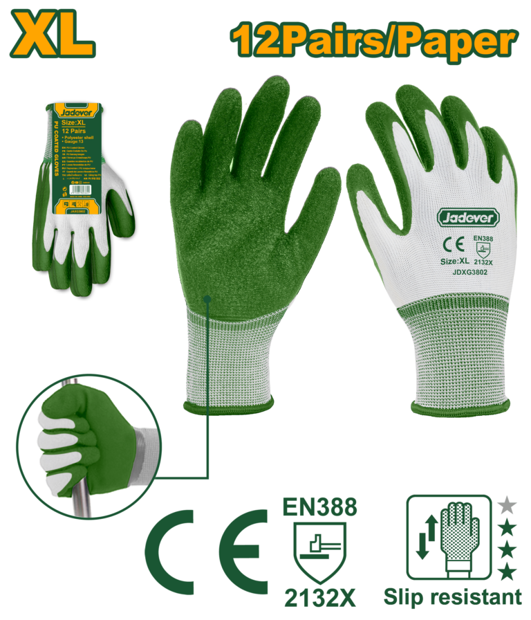 JADEVER Latex Gloves XL – Latex Coated Safety Work Gloves (JDXG3802)