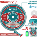 TOTAL Ultra Thin Diamond Cutting Disc with Flange 180×22.2mm – Diamond Blade for Stone, Concrete & Tile (TAC2151801)