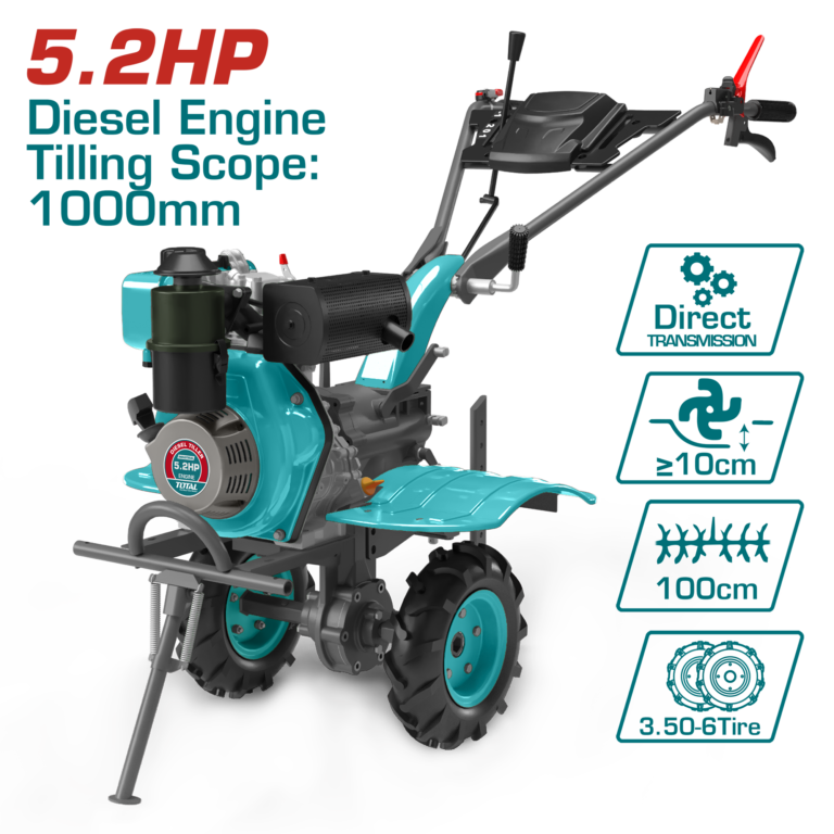 TOTAL Diesel Tiller 5.2HP – Diesel Garden Cultivator (TDC12006)