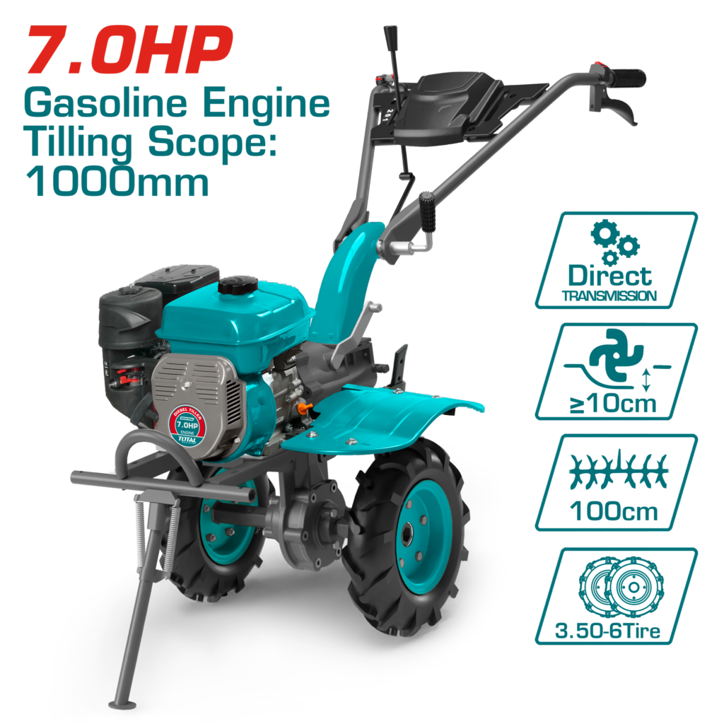 TOTAL Gasoline Tiller 7HP – Petrol Garden Cultivator (TGC12006)