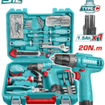 TOTAL 148 Pcs Tool Set with 12V Cordless Drill – Complete Home & Workshop Kit (THKTHP41487)