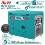 TOTAL Silent Diesel Generator 8.0kW Three Phase with ATS – Electric Start Generator (TP2800032-1)